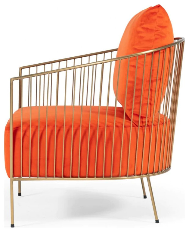 Janice Glam Orange Velvet Accent Chair   Contemporary   Armchairs And Accent Chairs   by V.S.D Furniture  Houzz