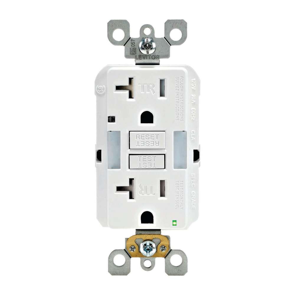 Leviton SmartlockPro  GFCI Outlet 20A 125V Duplex White NEMA 5-20R ;