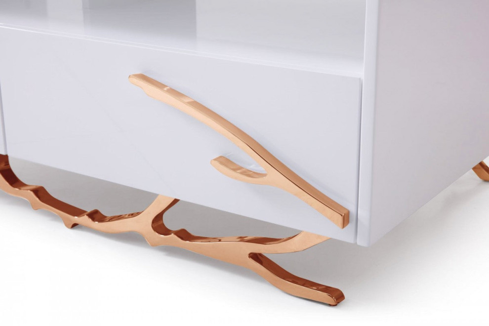 Spiro Modern White and Rose Gold Coffee Table   Contemporary   Coffee Tables   by V.S.D Furniture  Houzz