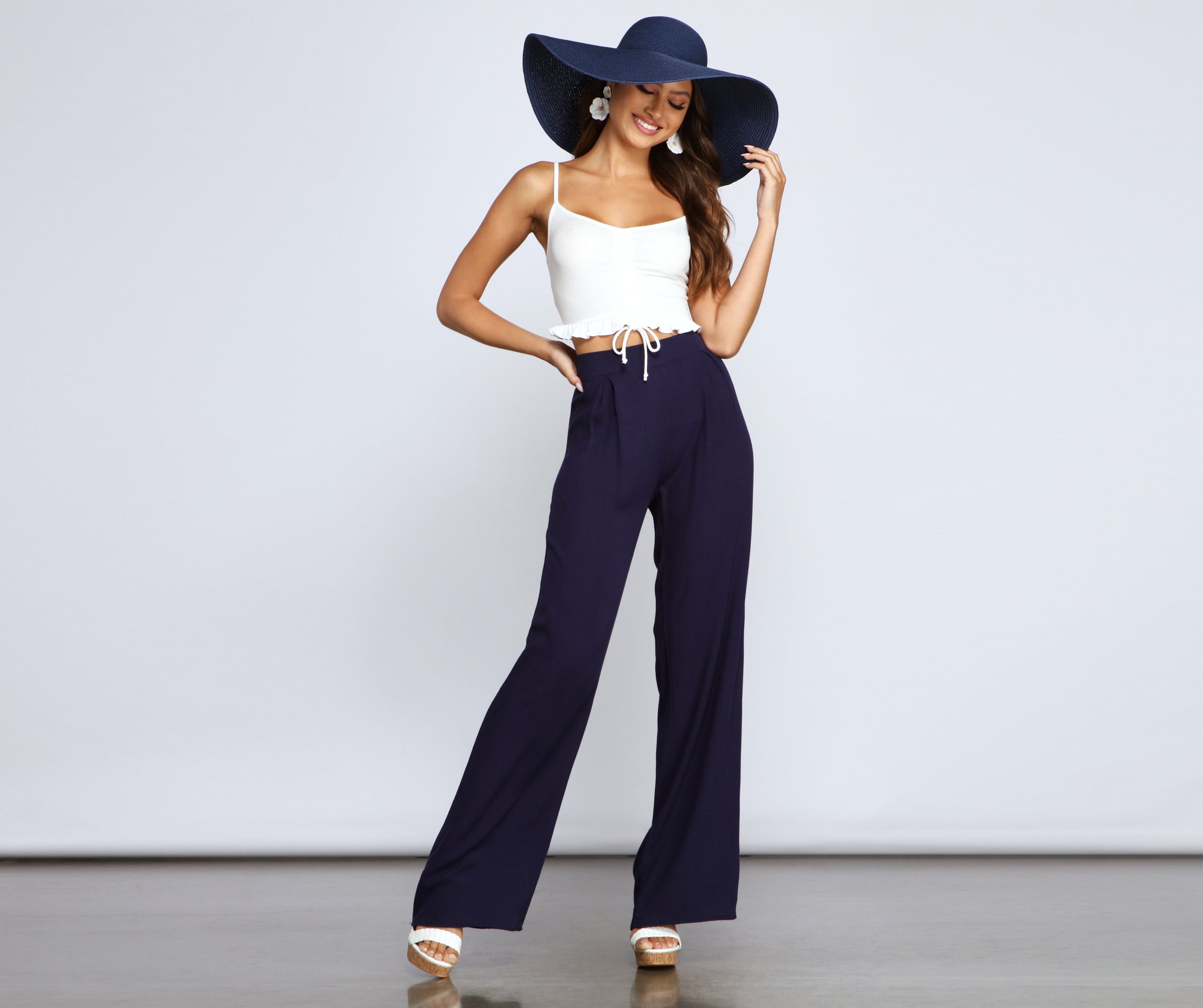 Fab Tie Waist Wide Leg Pants