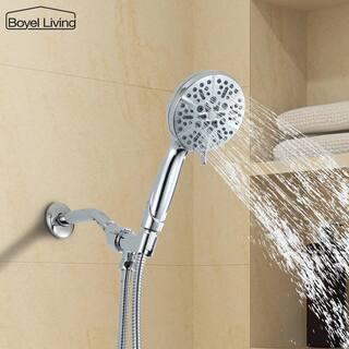 Boyel Living 5-Spray Patterns 5 in. High Pressure Wall Mount Handheld Shower Head with 2.5 GPM and 59 in. Long Hose TWHSB015-5CH