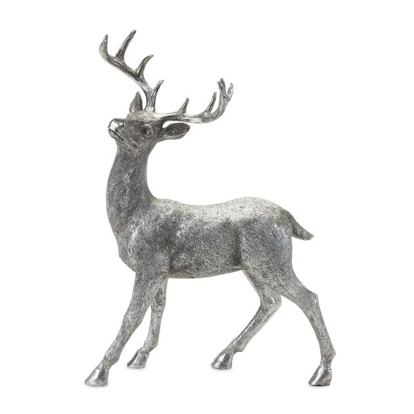 Set of 2 Silver Deer Christmas Tabletop Figurines 13.25