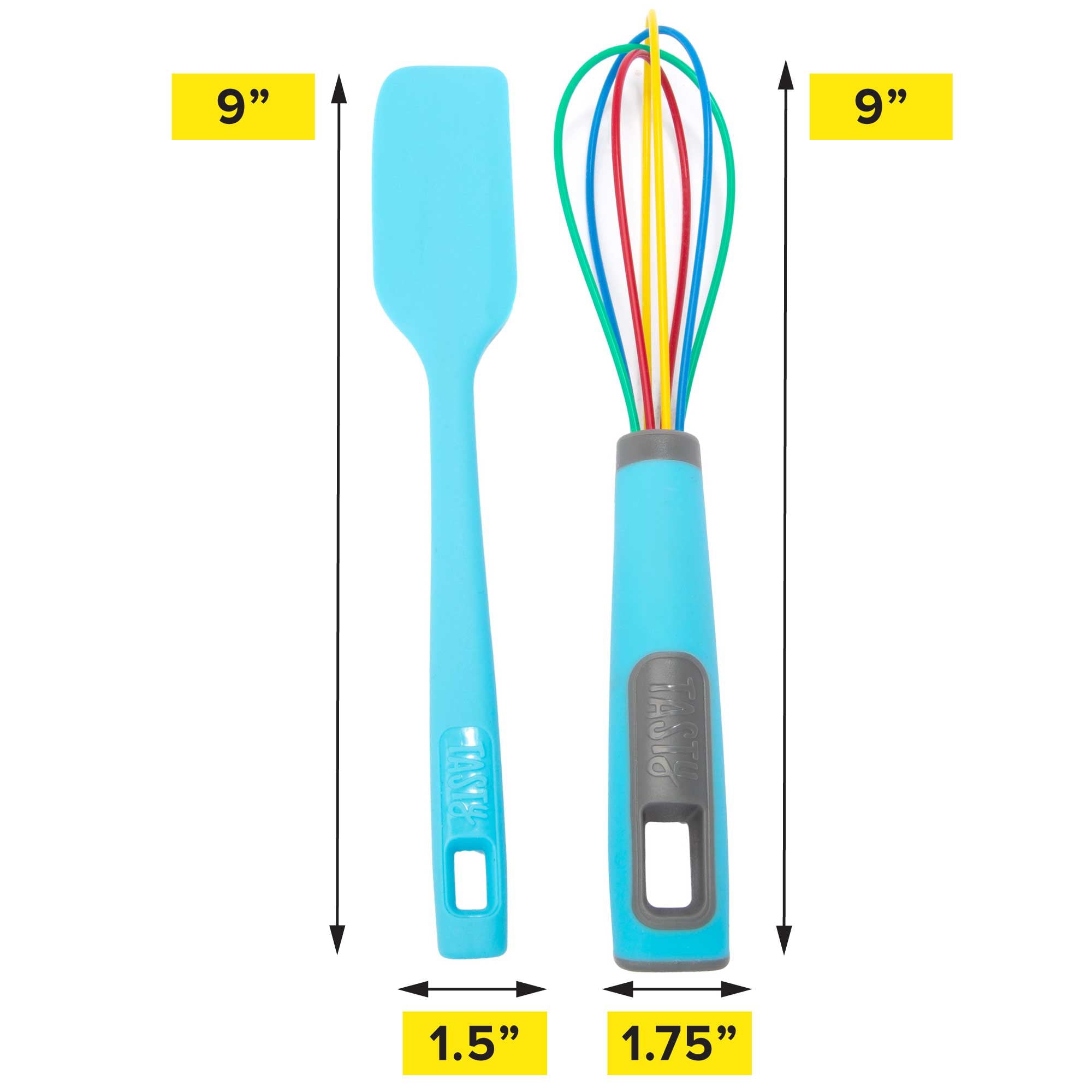 Tasty Silicone Mini Spatula and Whisk Baking Kitchen Gadgets Set, Tasty Blue, 2 Piece