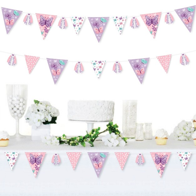 Big Dot Of Happiness Beautiful Butterfly Diy Floral Baby Shower Or Birthday Party Pennant Garland Decoration Triangle Banner 30 Pieces