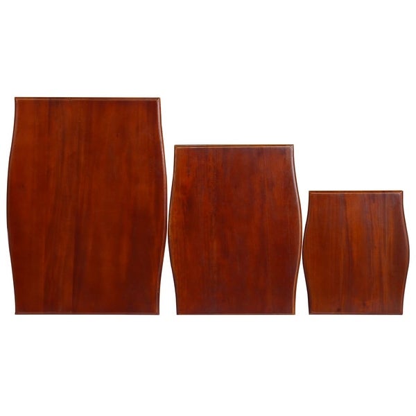 vidaXL Side Tables 3 pcs Classical Brown Solid Mahogany Wood