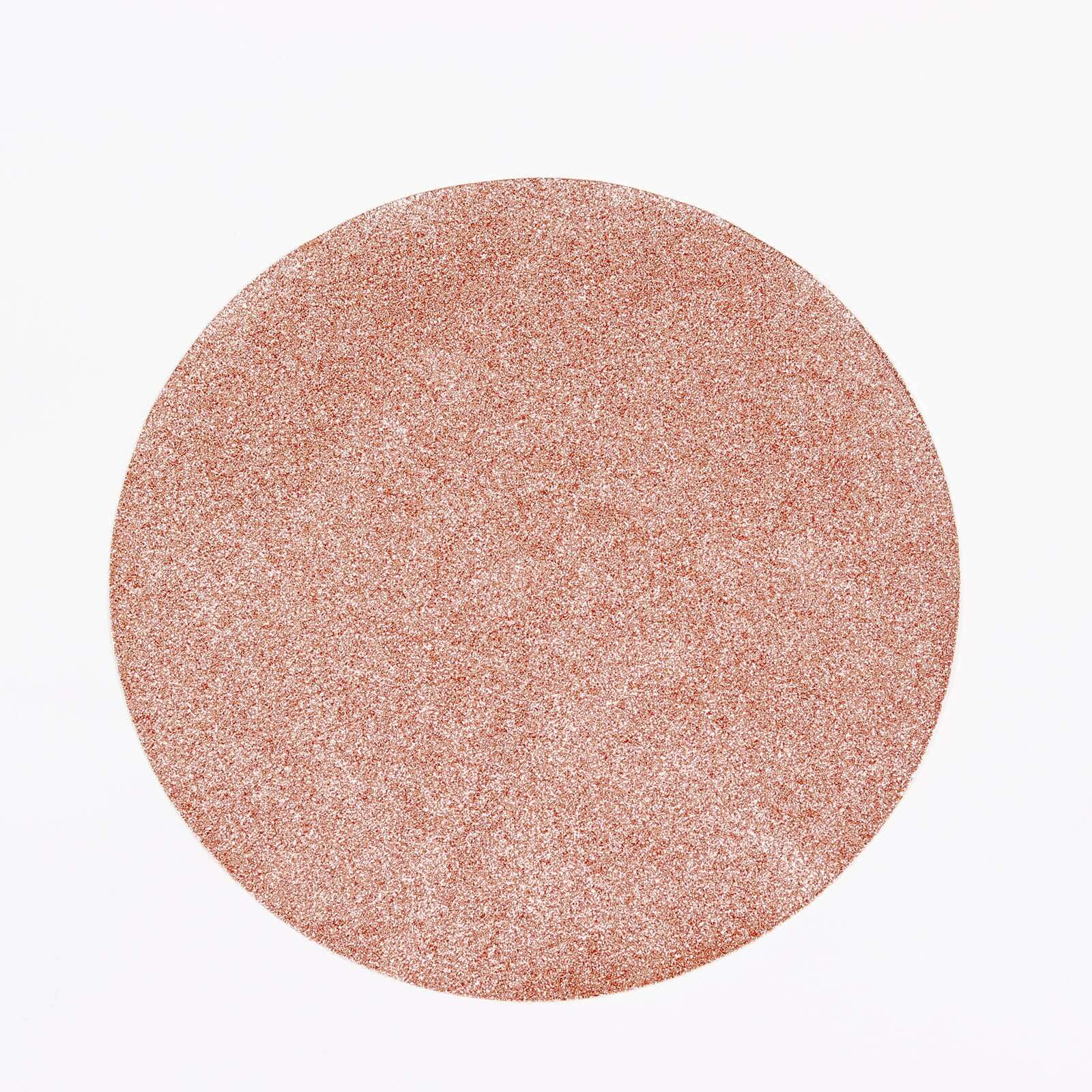 6 Pack Rose Gold Sparkle Placemats, Non Slip Decorative Round Glitter Table Mat