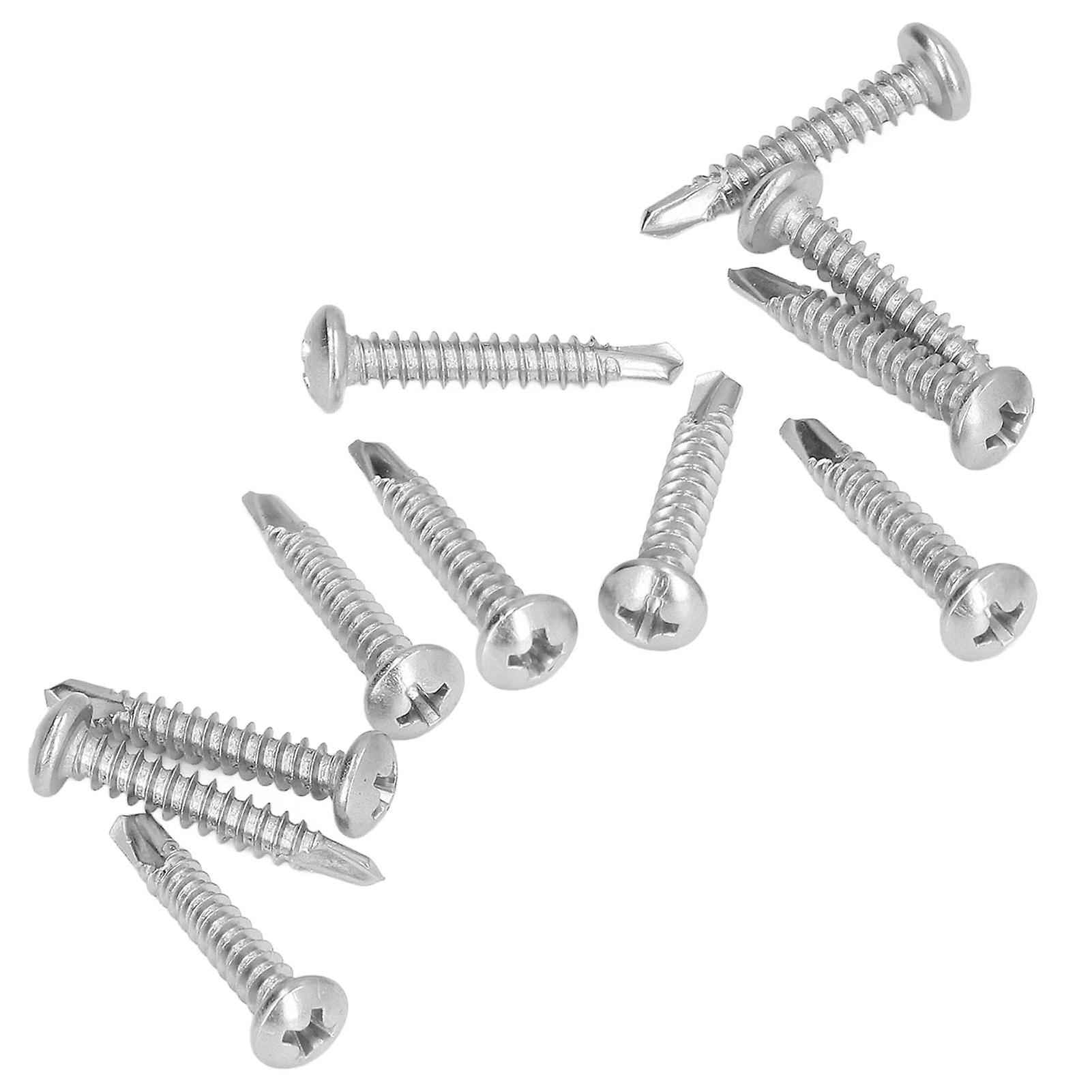 100Pcs Self Drilling Screw Stainless Steel Cross Round Head M4.2x25 Fastener Set Kit