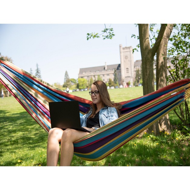 The Hamptons Collection 144 Yellow And Purple Striped Two Person Brazilian Style Hammock