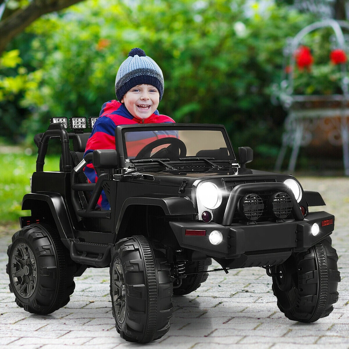 Costzon Ride On Truck, 12V Battery Powered Electric Ride On Car w/ 2.4 GHZ Parental Remote Control (Deluxe Black)