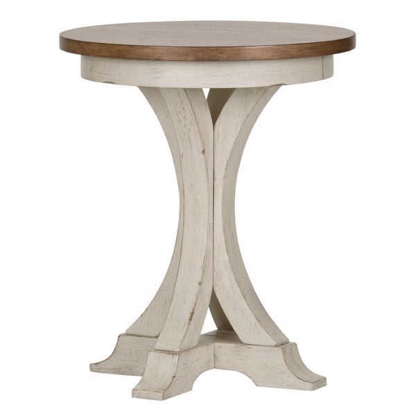 Farmhouse Reimagined Antique White Round Chair Side Table