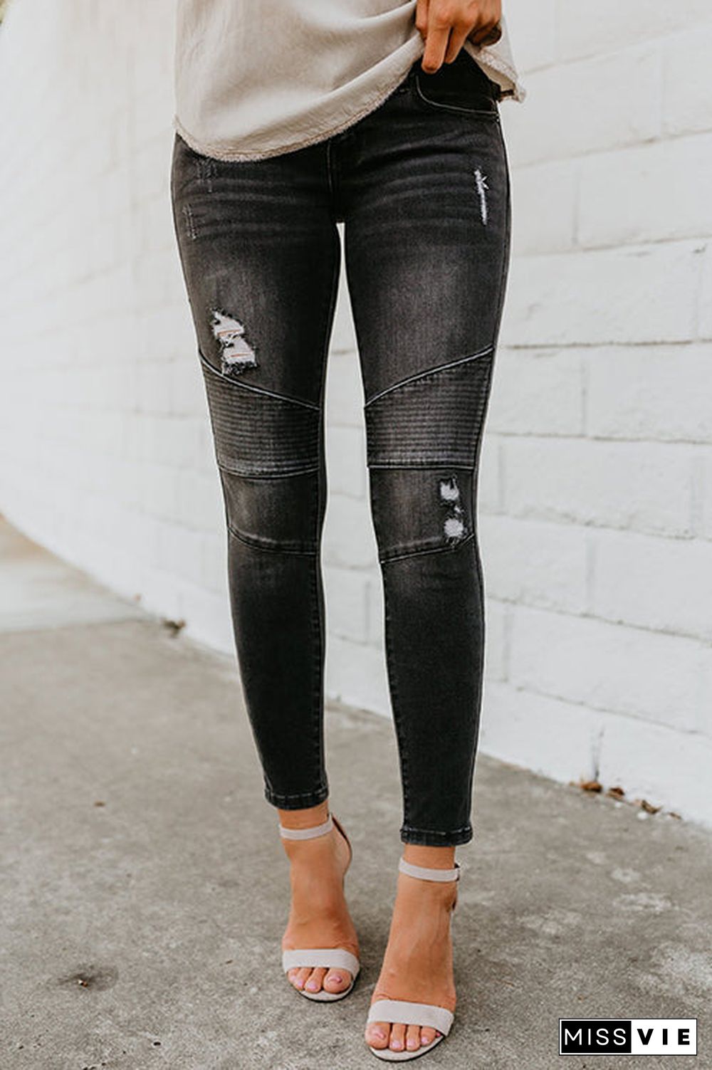 Ripped Slim Fit Black Jeans