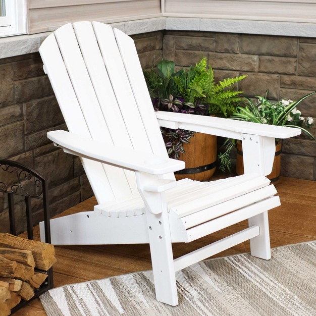 Sunnydaze All weather Hdpe Outdoor Patio Adirondack Chair With Drink Holder