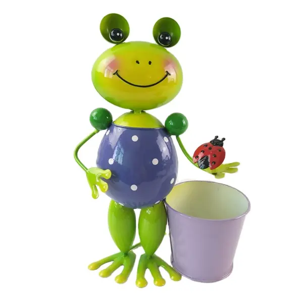 Hot selling garden decorative metal flowers pot standing by adorable cute animal