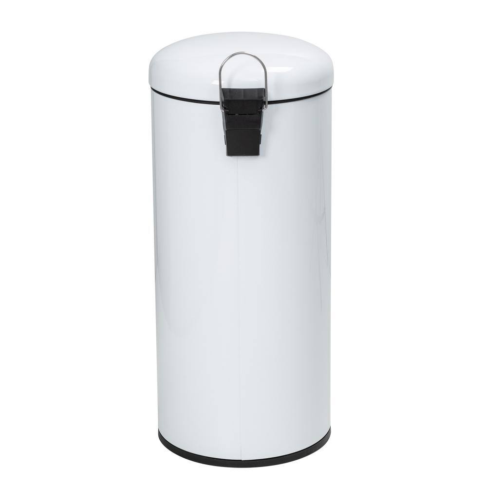 Honey-Can-Do 7.92 Gal. White Retro Metal Household Step-On Trash Can TRS-09329