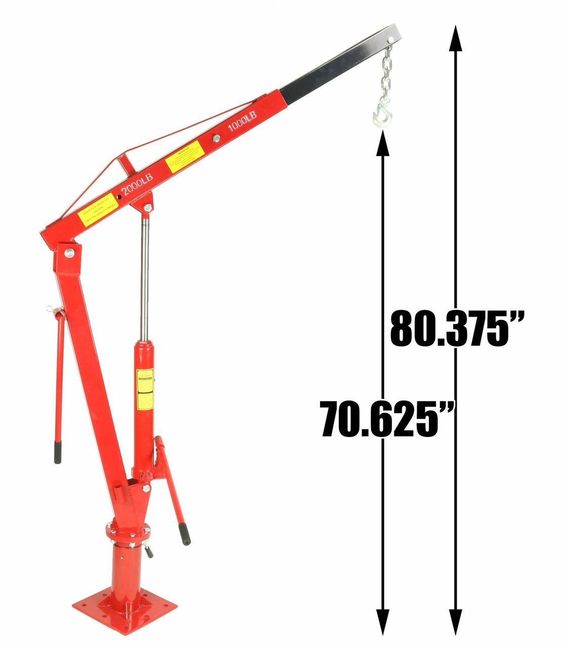 Dragway Tools 1 Ton Crane w/ Swivel Base Hydraulic Jack  Foldable Arm