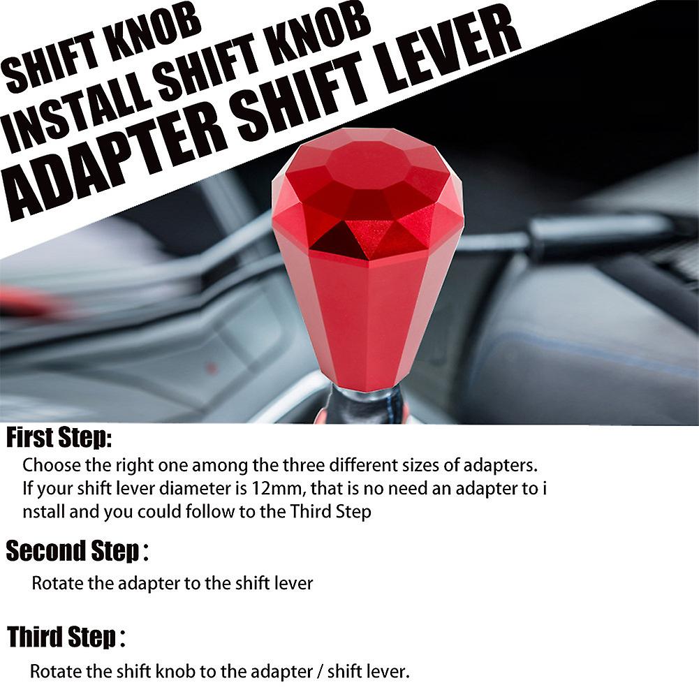 Universal Shift Knob Head 8/10/12mm Aluminum Alloy Diamond Shape Manual Gear Lever Shift Head Car Modification Accessories Red