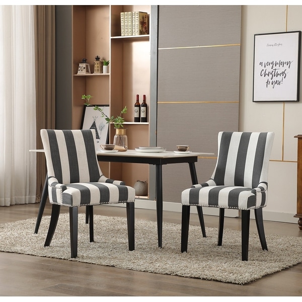 Fabric Dinng Chair with Nailheads Style， Living Room Chair， Set of 2