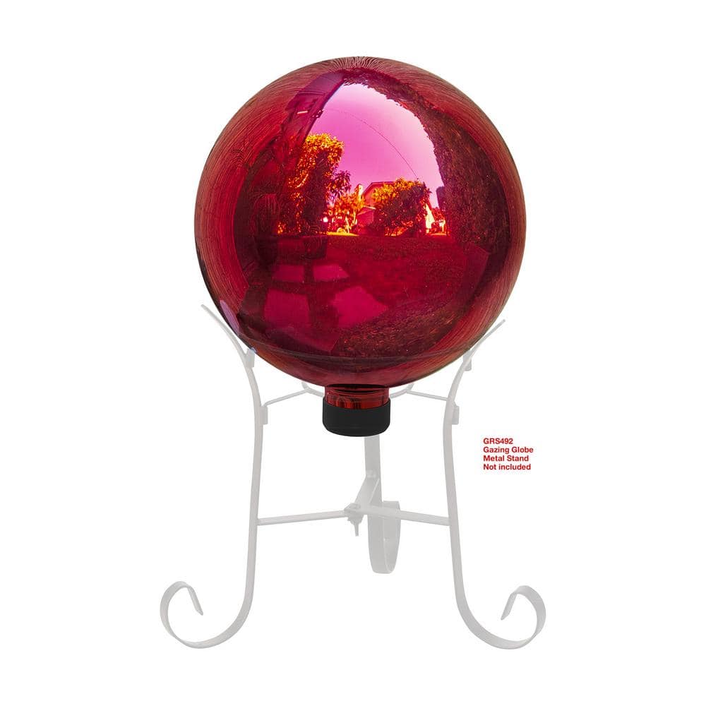 Alpine Corporation 10 in. Dia Indoor/Outdoor Glass Gazing Globe Yard Decoration, Red GLB292RD