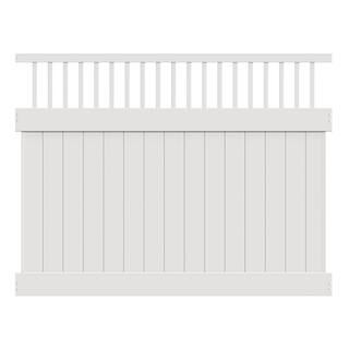 Barrette Outdoor Living Rainier 6 ft. x 8 ft. White Vinyl Closed Picket Top Fence Panel 73040162