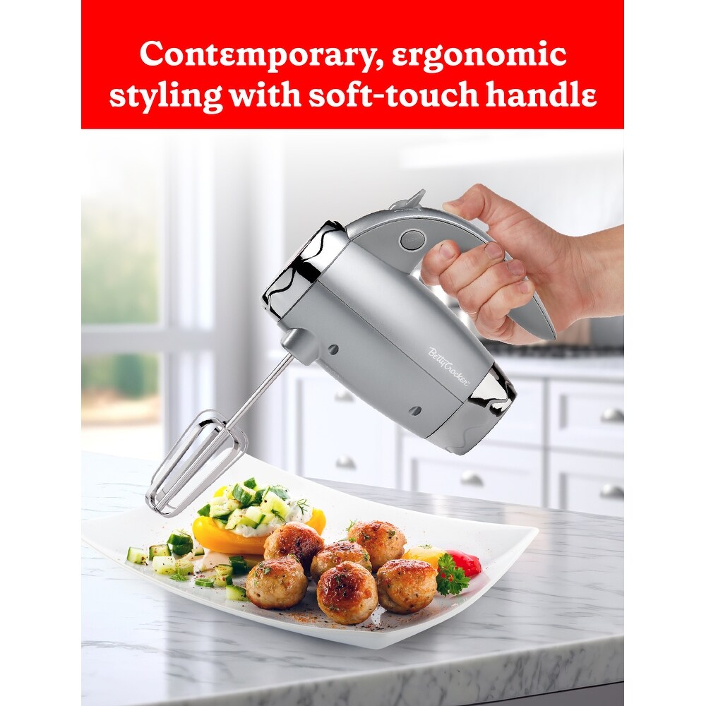 BETTY CROCKER Hand Mixer with Stand  Silver