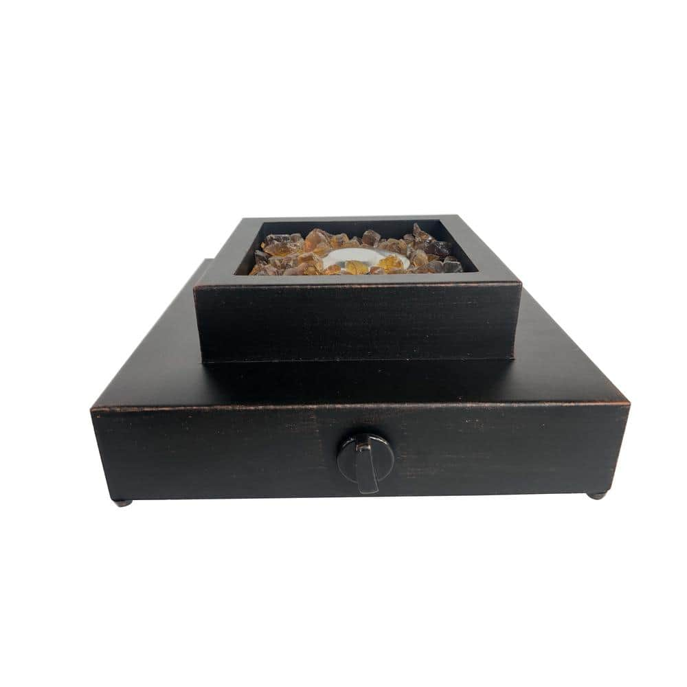 Hampton Bay 14 in. x 5.5 in. 8000 BTU Square Steel Propane Fire Pit in Antique Bronze GFT-31312