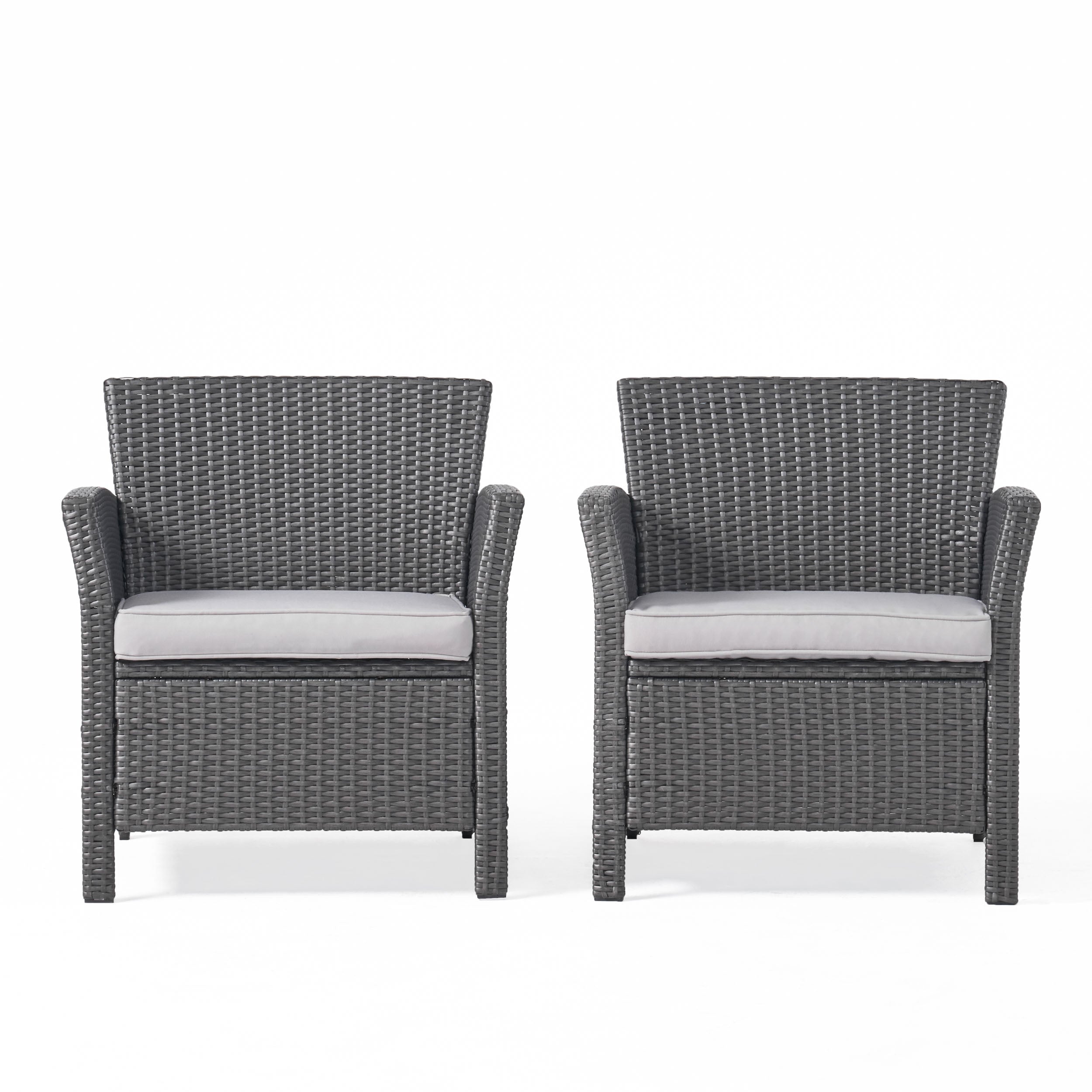 Tori Outdoor Wicker Club Chairs with Water-Resistant Cushions (Set of 2)