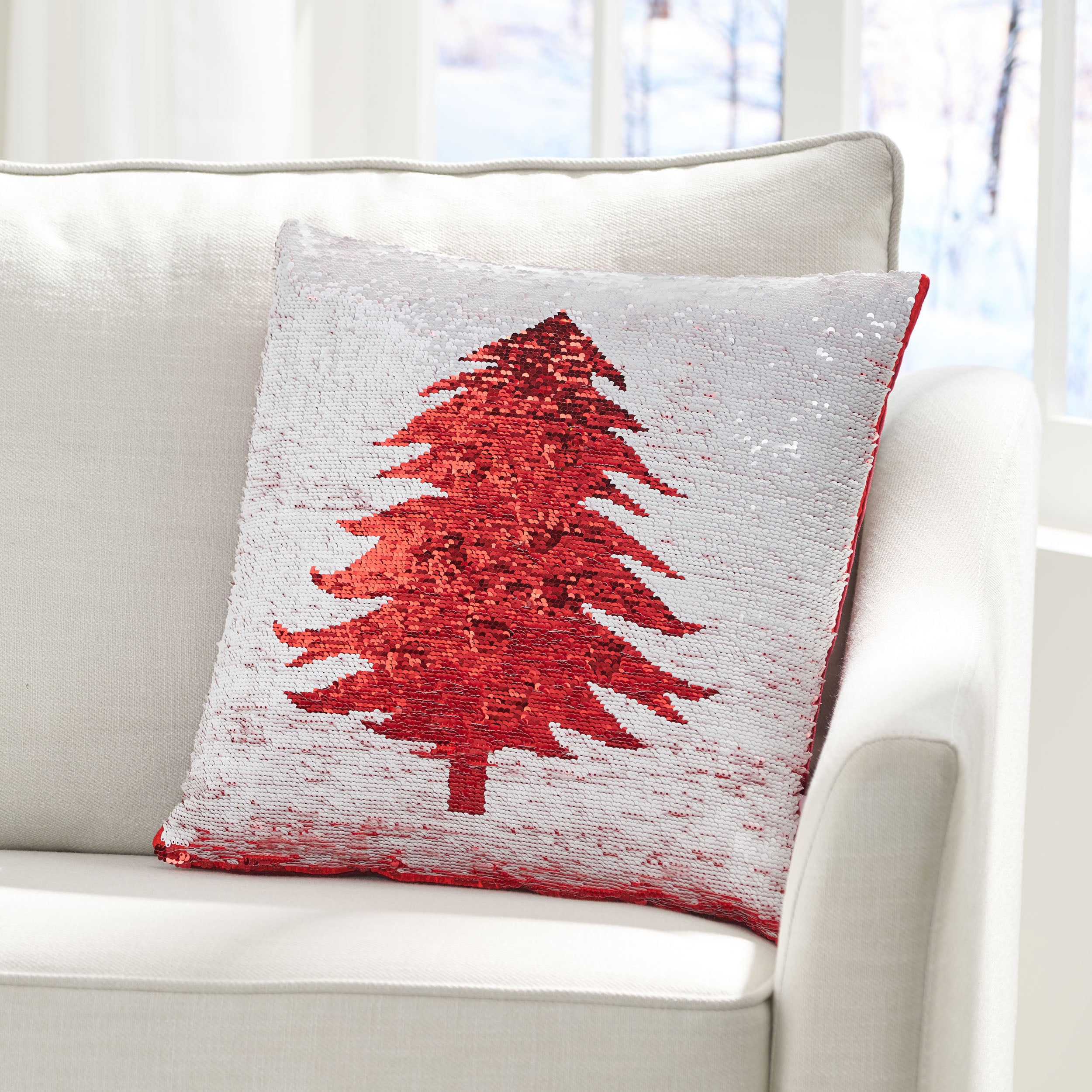 Romious Glam Sequin Christmas Throw Pillow