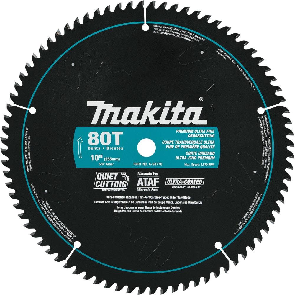 Makita 10 In. x 5/8 In. 80T Ultra-Coated Miter Saw Blade A-94770 from Makita