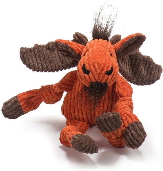 HuggleHounds Woodlands Durable Plush Corduroy Knottie Moose Squeaky Dog Toy