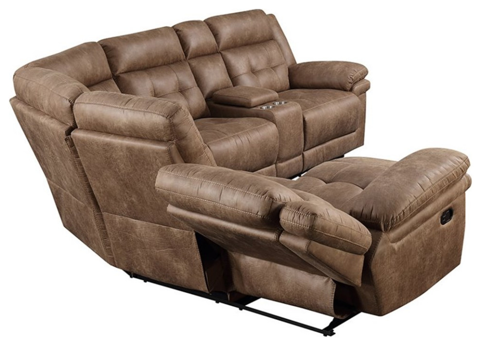 Steve Silver Transitional 3 Piece Microfiber Reclining Sectional in Chocolate   Transitional   Sectional Sofas   by Homesquare  Houzz