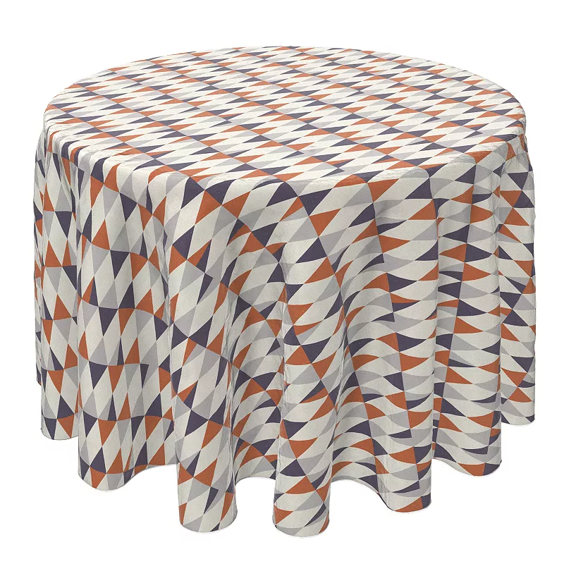 Round Tablecloth， 100% Cotton， 60 Round， Mosaic Geometric Design