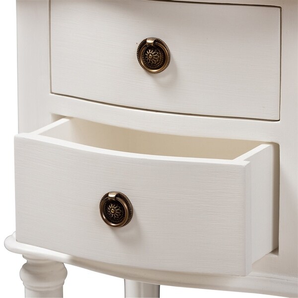 White Audrey Country Cottage 2 Drawer Nightstand - - 37782589