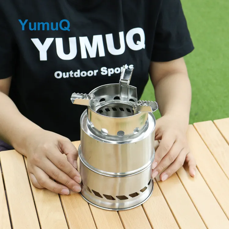 YumuQ 20.5cm Stainless Steel Hot Selling Foldable Portable Wood Burning Camping Stove For Outdoor Picnic Hiking