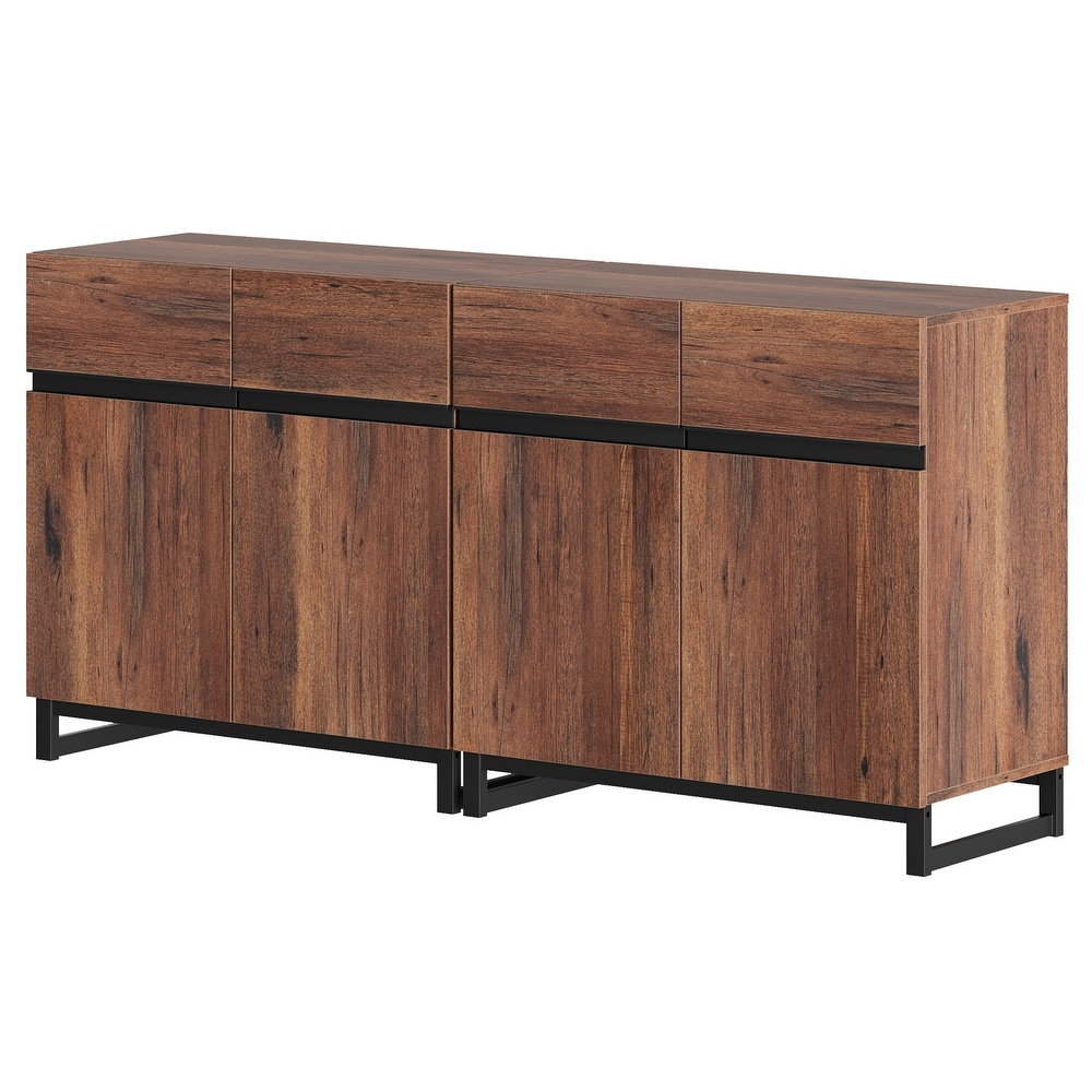 WAMPAT Storage Cabinet  Modern Sideboard with Adjustable Shelf and Metal Base