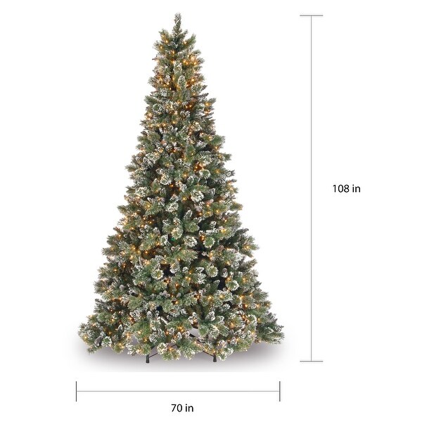 National Tree Company 9 ft. Glittery Bristle Artificial Pine Tree with Clear Lights