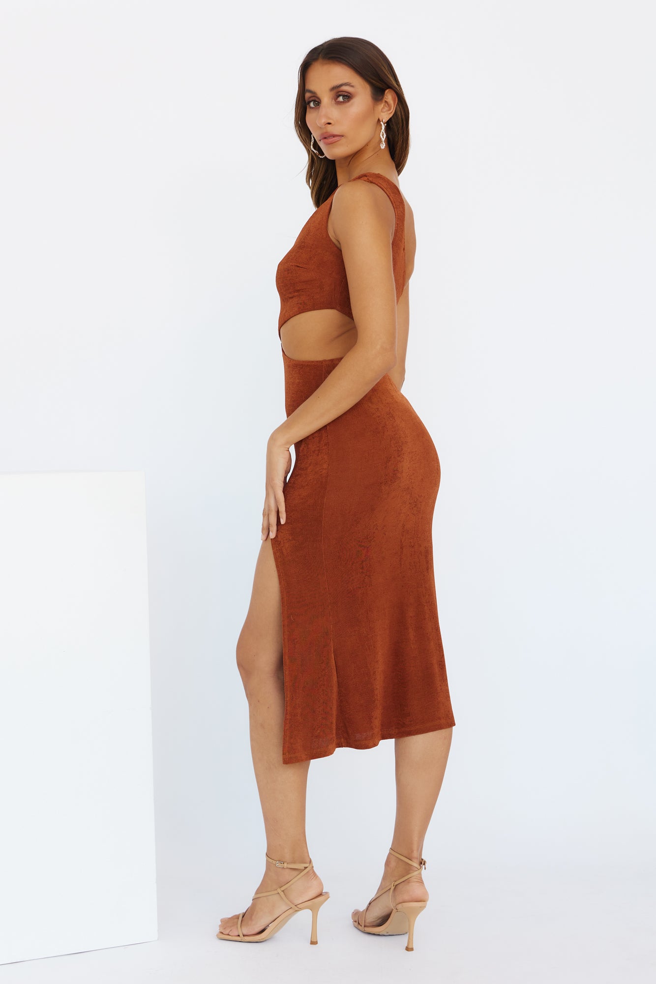 Ring Ring Midi Dress Brown