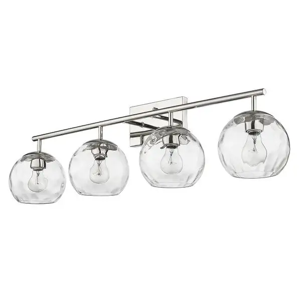 Mackenzie 4-light Polished Nickel Bath/ Vanity Fixture w/ Water Glass