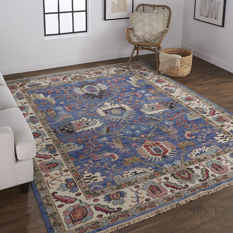 Weave and Wander Bennet Ornamental Border Luxury Wool Rug