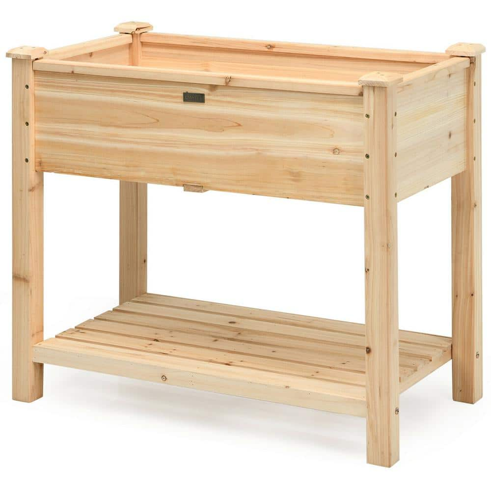 HONEY JOY 34 in. x 18 in. x 30 in. Natural Wood Raised Garden Bed Elevated Planter Box Stand for Vegetable Flower TOPB004020