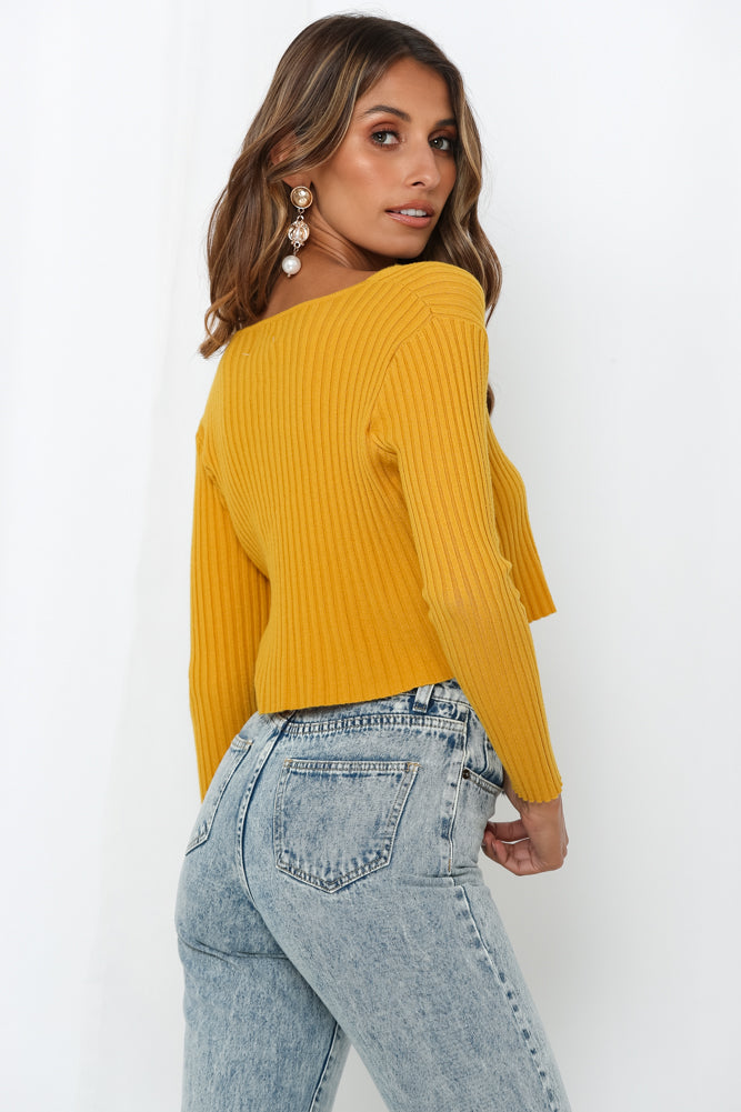 Heartbreak Motel Knit Crop Mustard