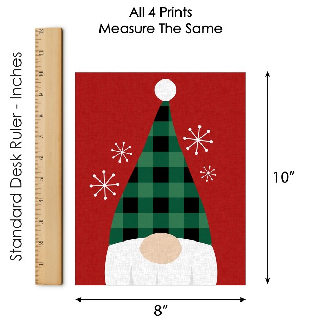 Big Dot Of Happiness Red And Green Holiday Gnomes Unframed Christmas Linen Paper Wall Art Set Of 4 Artisms 8 X 10 Inches