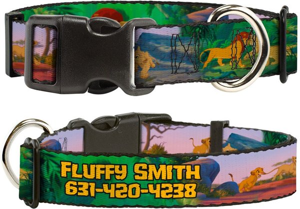 Buckle-Down Disney Lion King Simba and Nala Growing Up Scenes Personalized Dog Collar