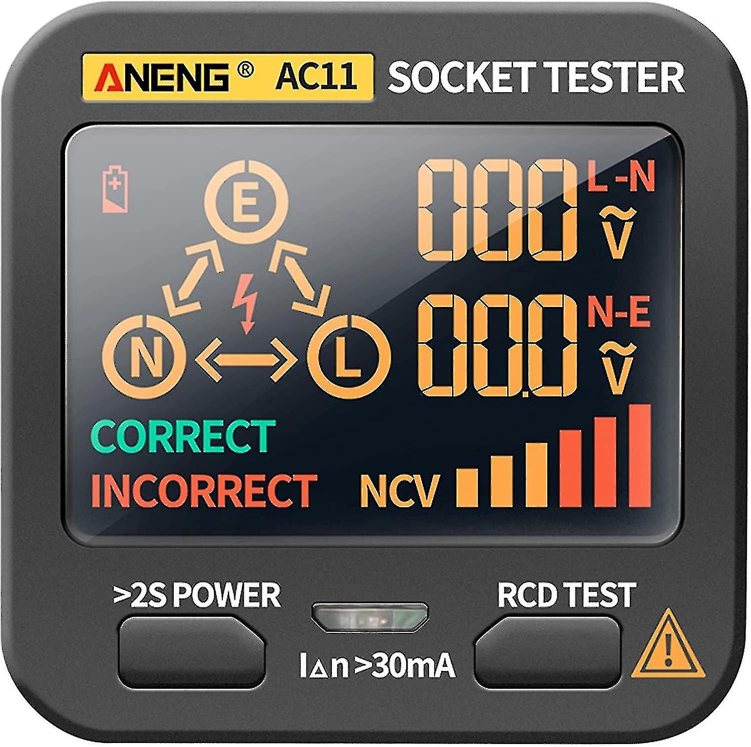 Ebtn Socket Tester With Voltage Display， Rcd Socket Tester， Circuit Analyzer Polarity Detector Power Line Leakage Tester Fault Checker， 8 Visual Displ