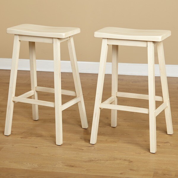 Simple Living Marney Rubberwood Saddle Bar Stools (Set of 2)