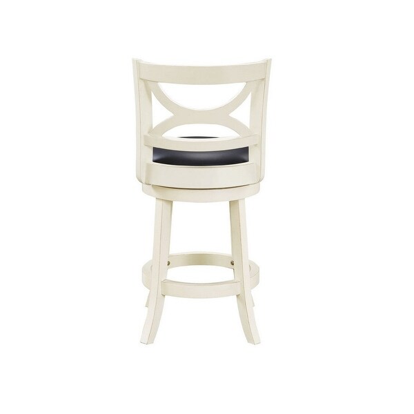 24 Inch Atlanta Swivel Counter Stool， Solid Wood with Rich Faux Leather Seat， Black and White - 87 L X 10 W X 42 H Inches