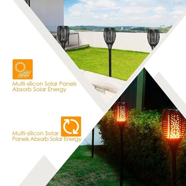 4 Pcs Solar Waterproof Flickering Dancing Flame Lamp - 5