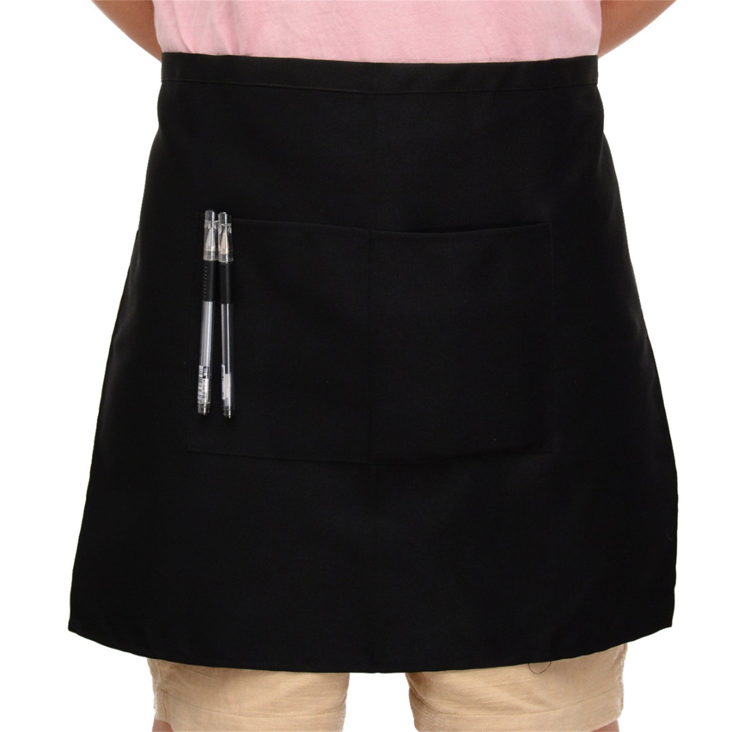 2 Styles Short Waist Apron Restaurant Kitchen Black Half Apron for Cafe Shop BBQ Hairdresser Aprons Bar Kitchen Accessory