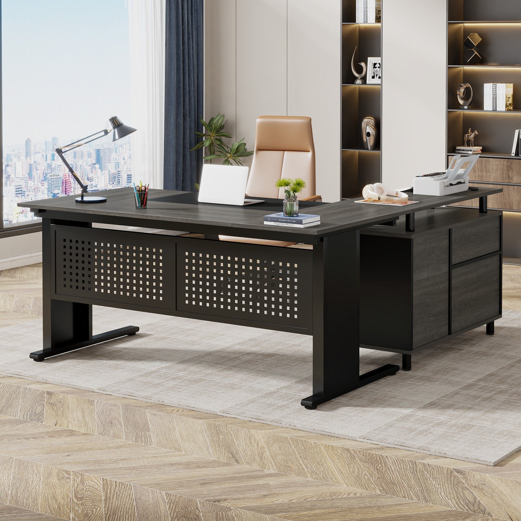 Industrial L-Shaped Desk, 63