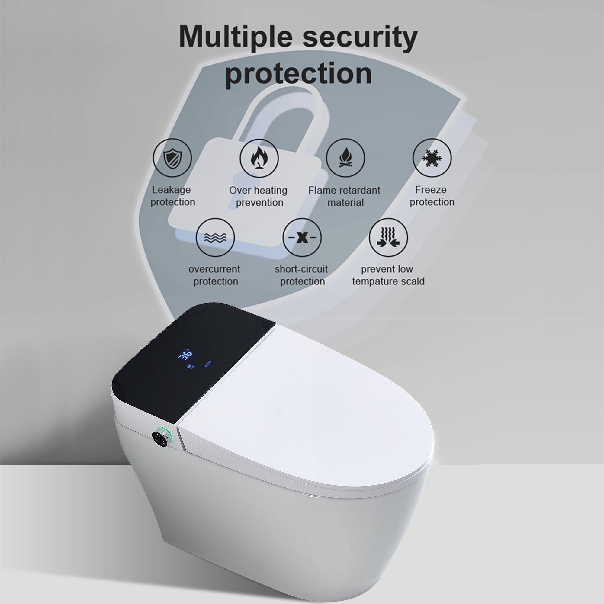 Ukeep Smart Toilet,One Piece Bidet Toilet for Bathrooms,Modern Elongated Toilet with Warm Water, Auto Flush, Foot Sensor Operation, Heated Bidet Seat ,Tankless Toilets with LED Display