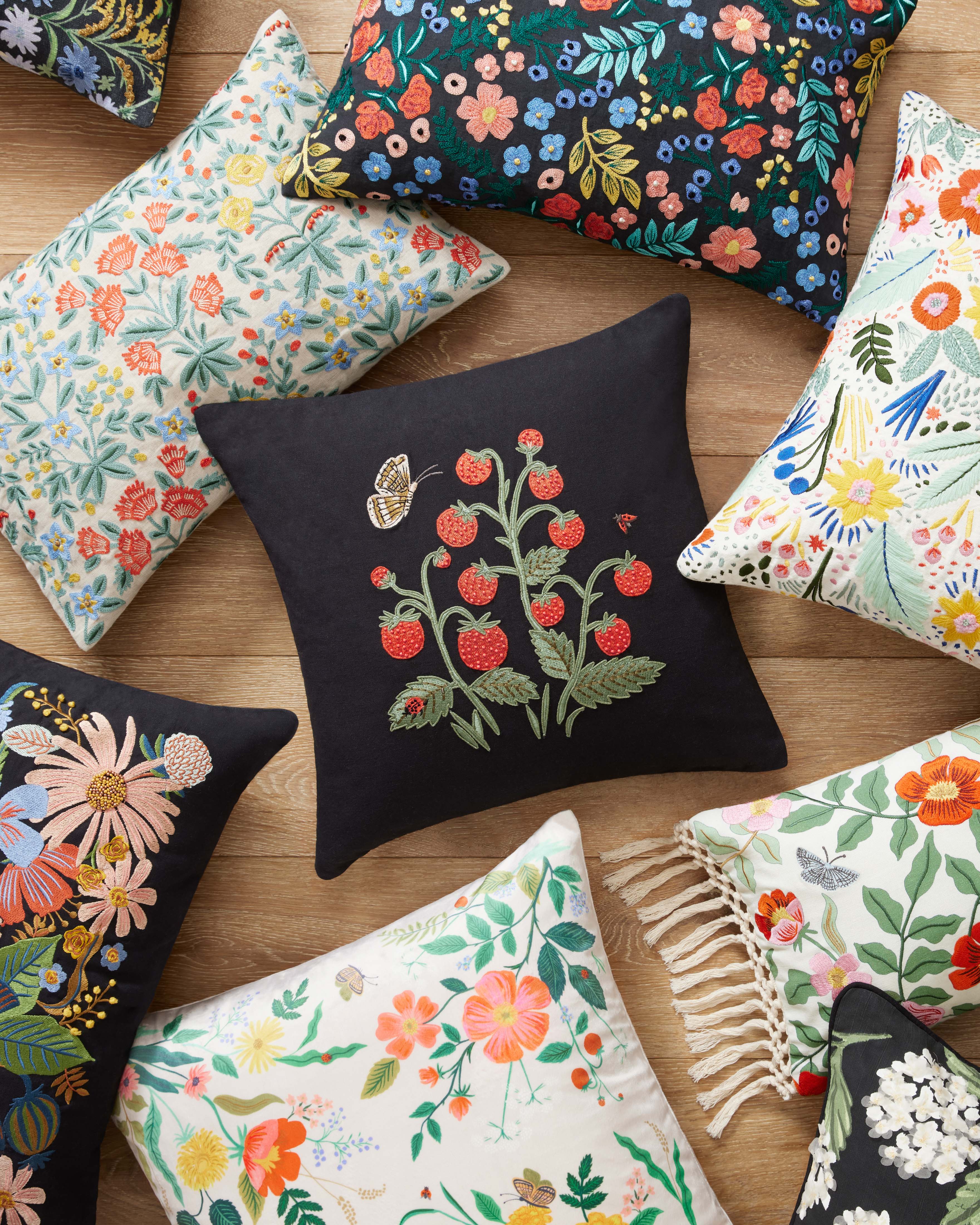 Black Wild Flower Pillow